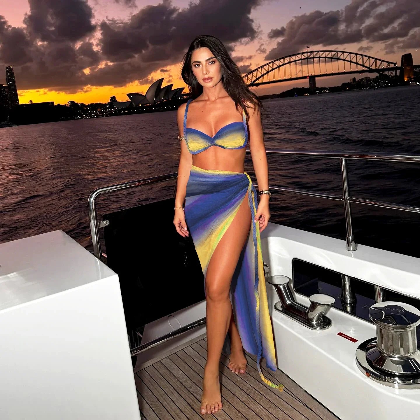 New Sexy Women Crochet Bikini Cover Swimsuit with Long Skirt Bandeau Biquini Bodysuit 1 Piece Swimwear Beachwear-12