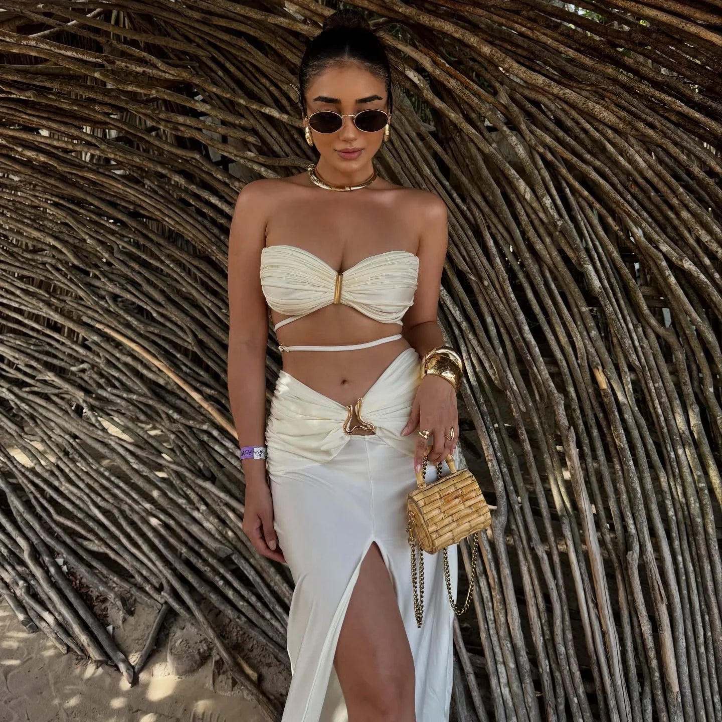 New Sexy Women Crochet Bikini Cover Swimsuit with Long Skirt Bandeau Biquini Bodysuit 1 Piece Swimwear Beachwear-10