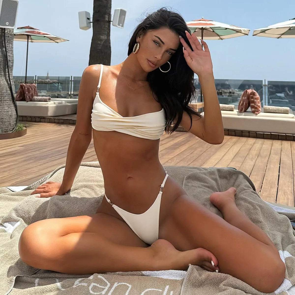 Baishiwei 2025 Sexy Solid Bikini Sets for Women Summer High Leg Brazilian Swimsuit Swimwear Sexy Girl Trajes De Bano Thong Suit-0