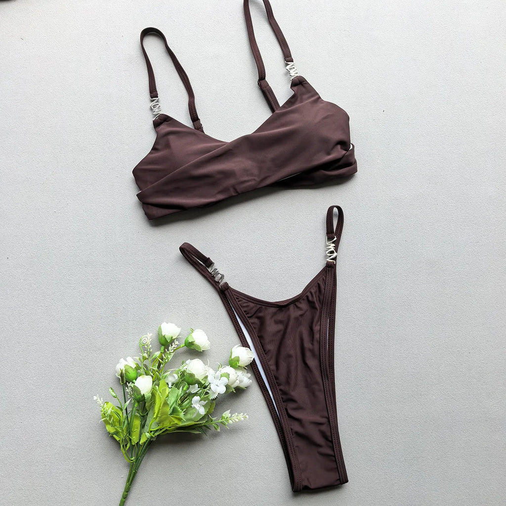 Baishiwei 2025 Sexy Solid Bikini Sets for Women Summer High Leg Brazilian Swimsuit Swimwear Sexy Girl Trajes De Bano Thong Suit-7